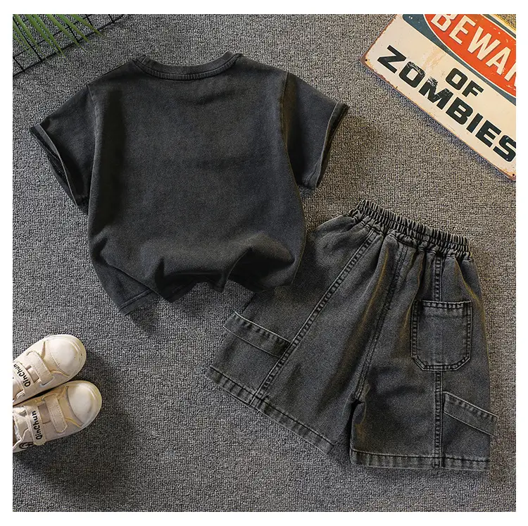 7340 Boys Summer T-Shirt Shorts Set Black 2026 — feature 12