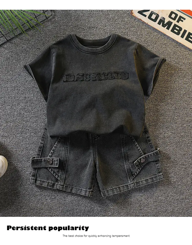 7340 Boys Summer T-Shirt Shorts Set Black 2026 — feature 13