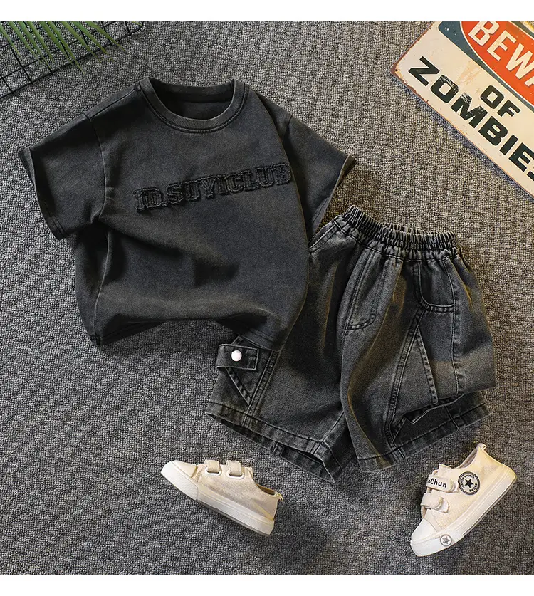 7340 Boys Summer T-Shirt Shorts Set Black 2026 — feature 14