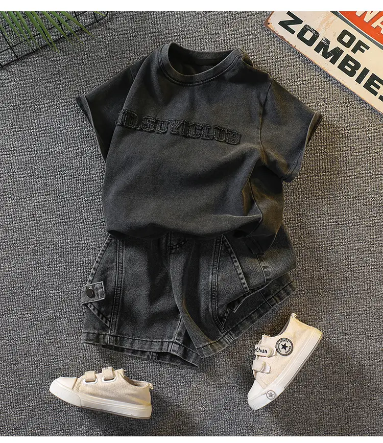 7340 Boys Summer T-Shirt Shorts Set Black 2026 — feature 15