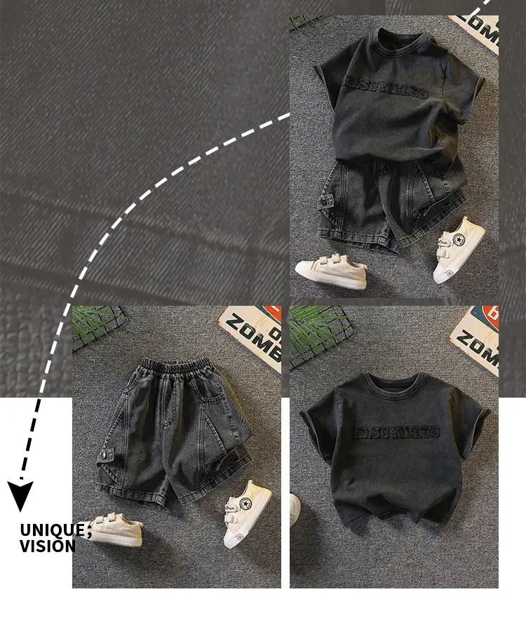 7340 Boys Summer T-Shirt Shorts Set Black 2026 — feature 4
