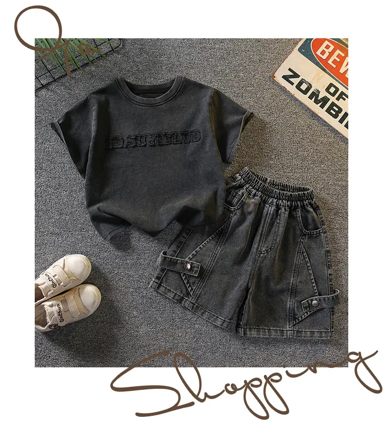 7340 Boys Summer T-Shirt Shorts Set Black 2026 — feature 5