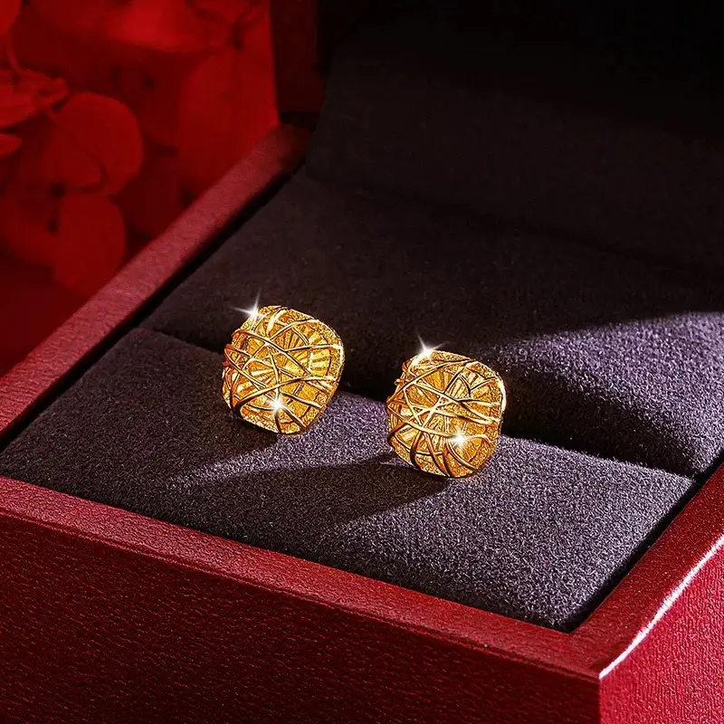 Gold Square Zircon Earrings Necklace Set — feature 6