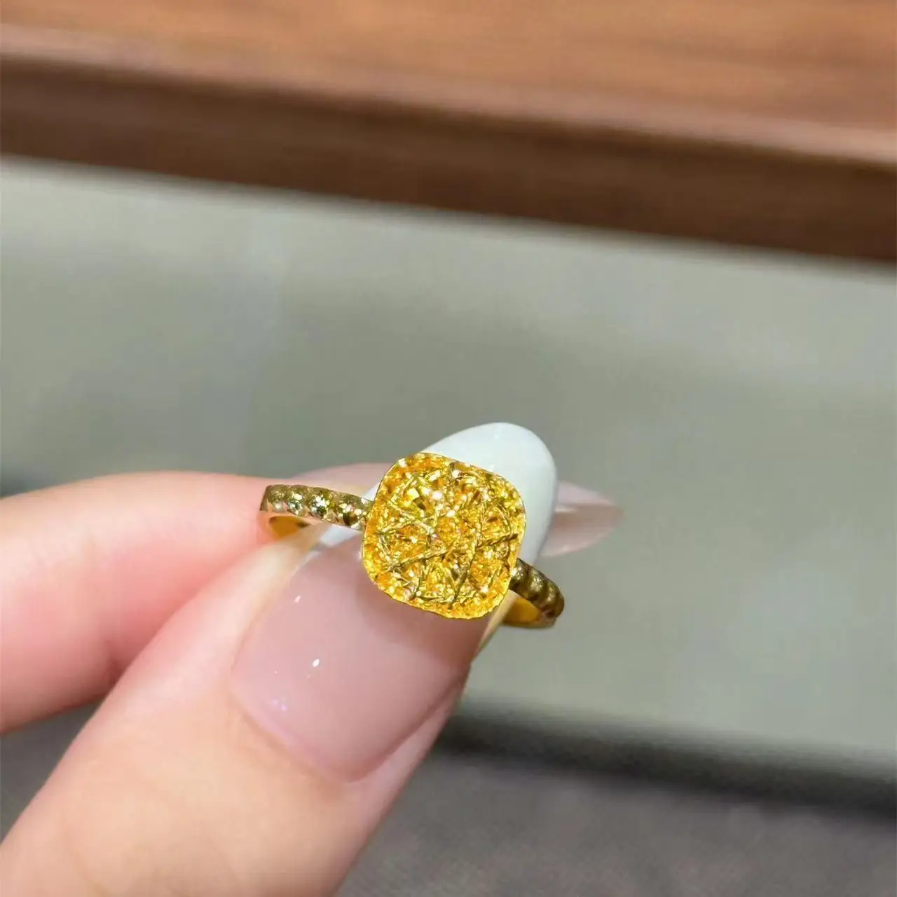 Gold Square Zircon Earrings Necklace Set - Image 2