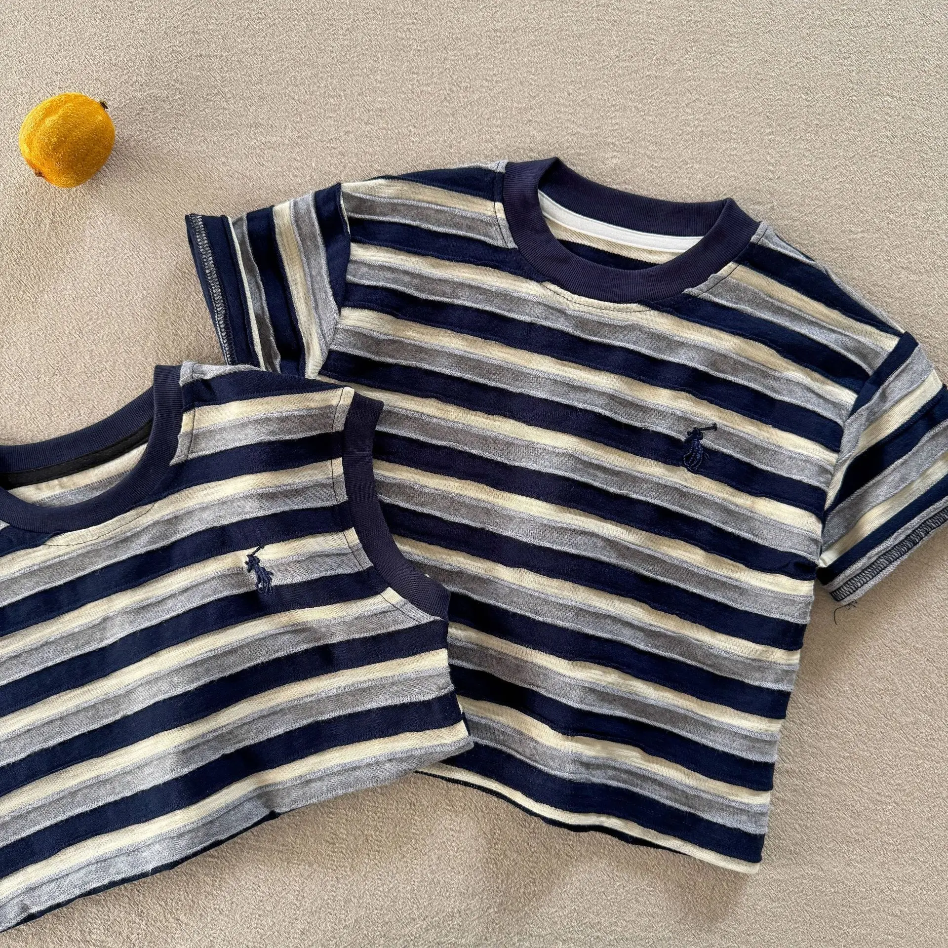 Children Blue Striped T-Shirt 2025 Summer — feature 11