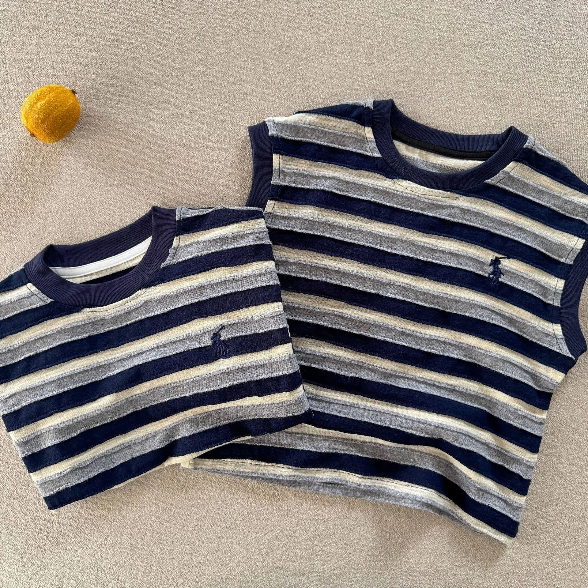 Children Blue Striped T-Shirt 2025 Summer — feature 12