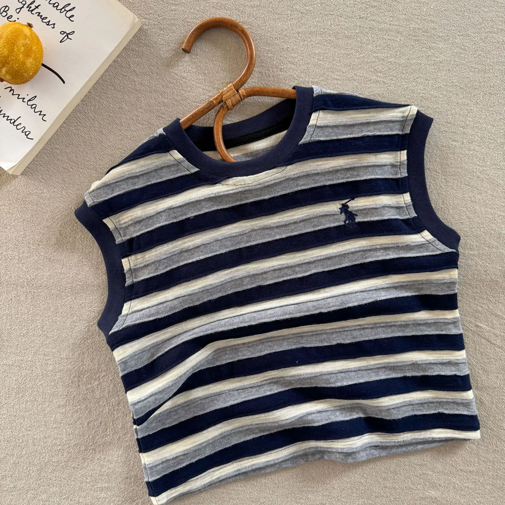 Children Blue Striped T-Shirt 2025 Summer — feature 3