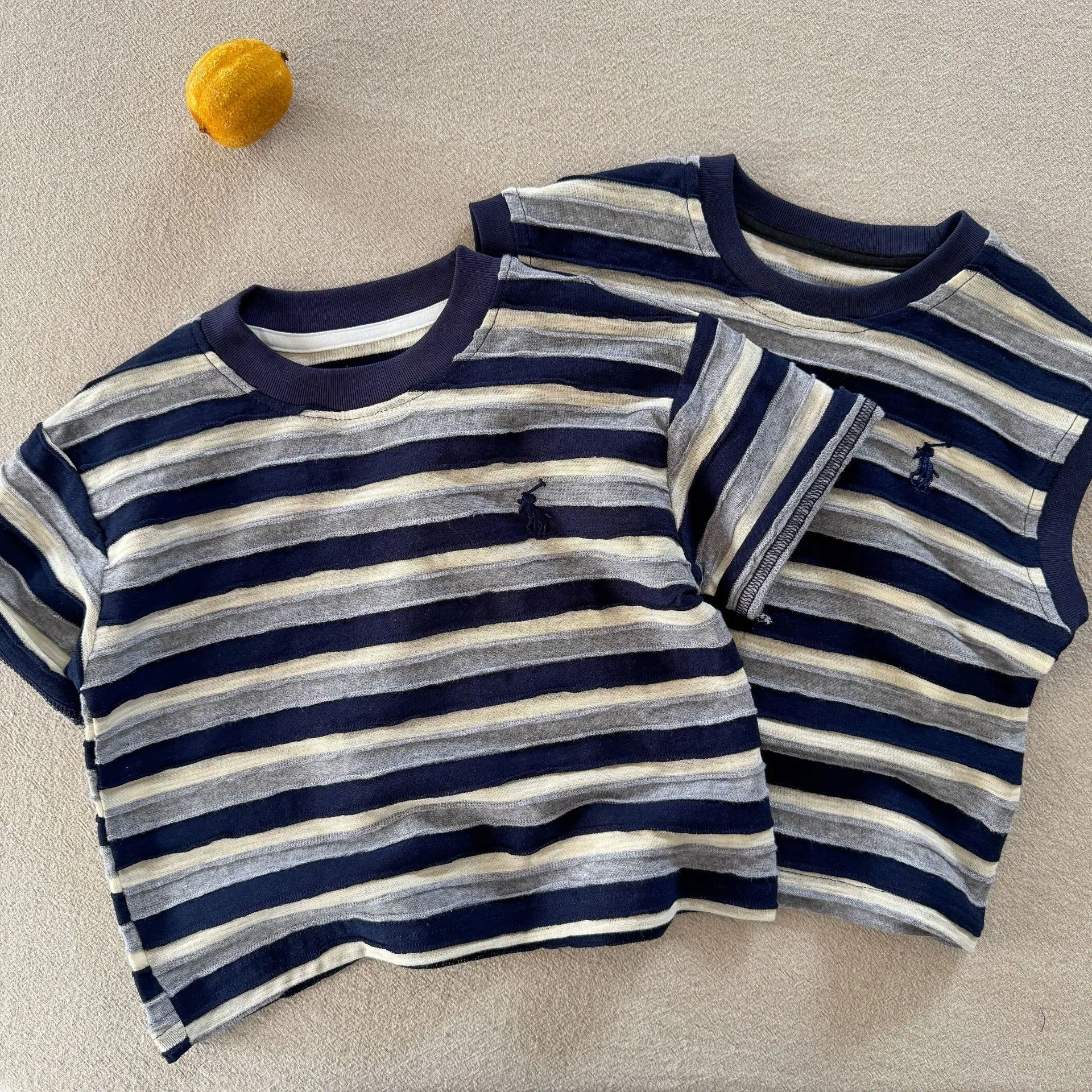 Children Blue Striped T-Shirt 2025 Summer — feature 5