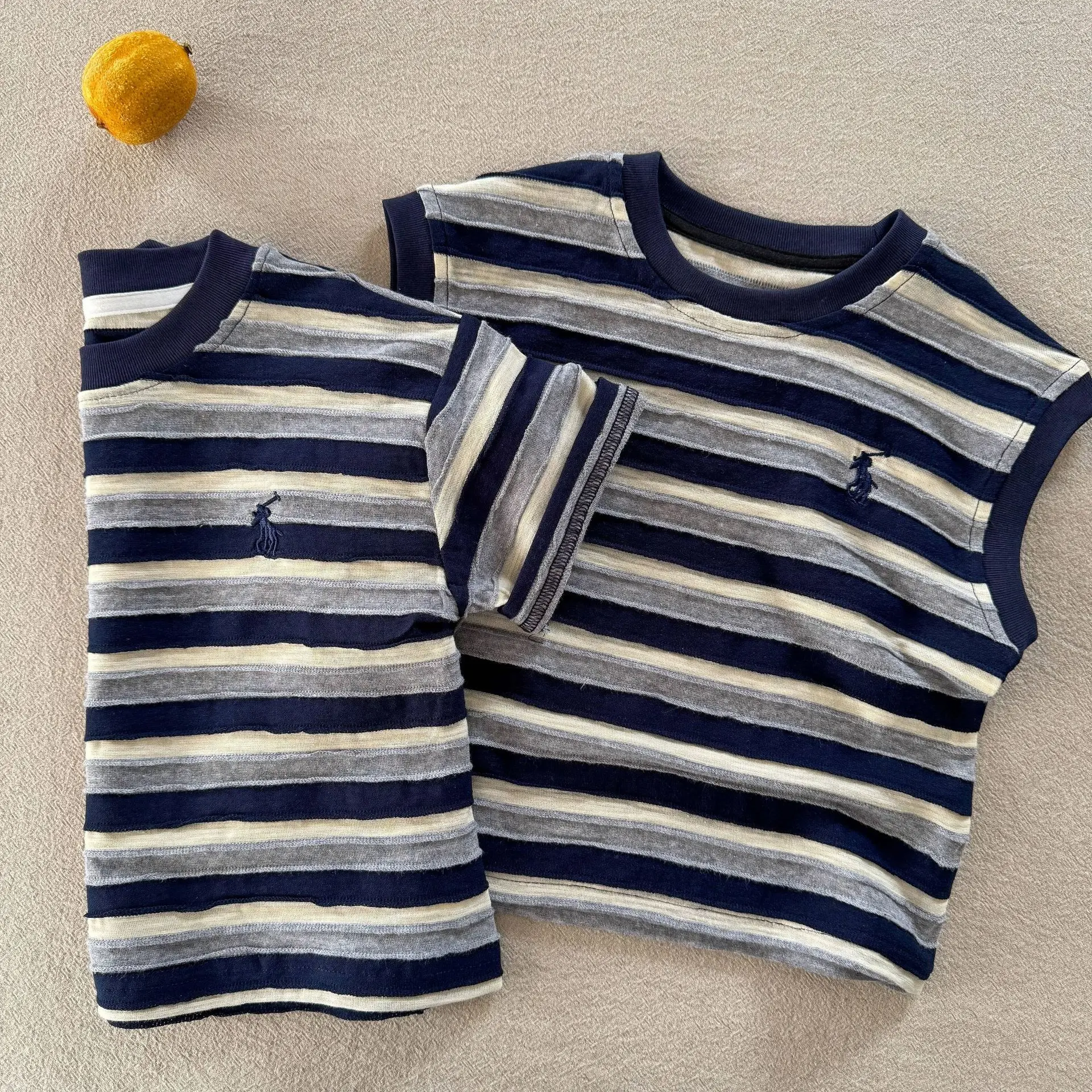 Children Blue Striped T-Shirt 2025 Summer — feature 8