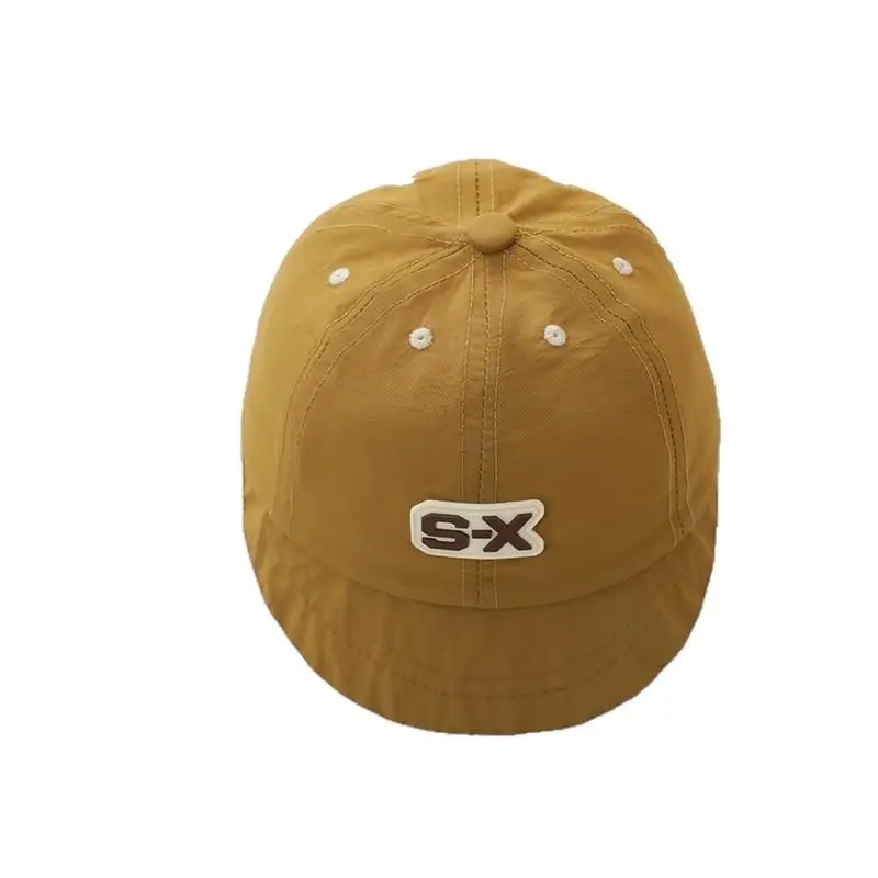 Baby Duck Cap with "SX" Logo Beige Soft Brim Hat