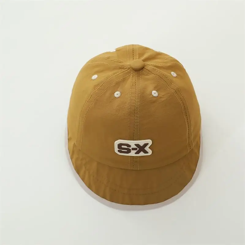 Baby Duck Cap with "SX" Logo Beige Soft Brim Hat — feature 13