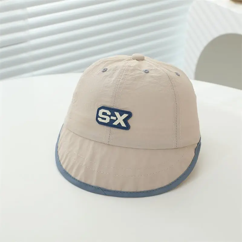 Baby Duck Cap with "SX" Logo Beige Soft Brim Hat