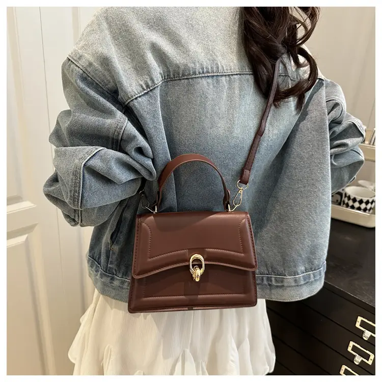 Red Lock Buckle Women's Shoulder Bag with Long Strap — feature 13