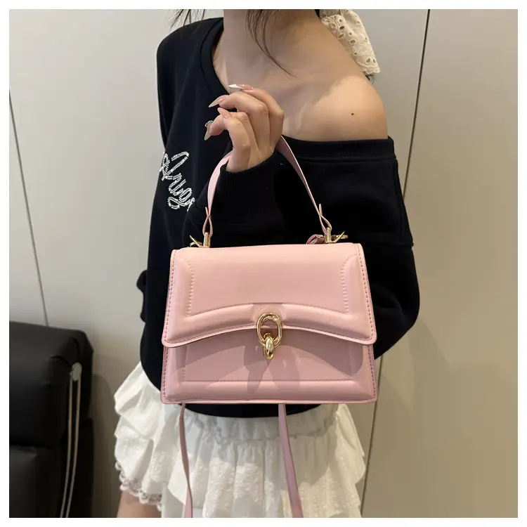 Red Lock Buckle Women's Shoulder Bag with Long Strap — feature 18