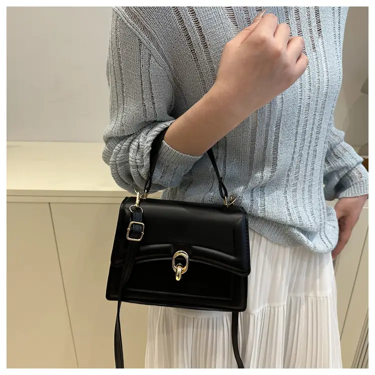 Red Lock Buckle Women's Shoulder Bag with Long Strap — feature 21