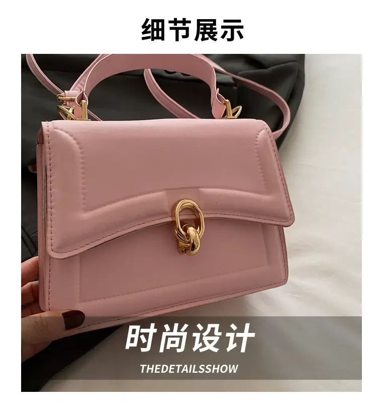 Red Lock Buckle Women's Shoulder Bag with Long Strap — feature 4