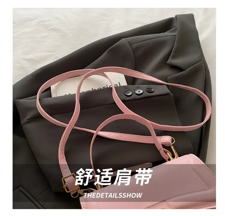 Red Lock Buckle Women's Shoulder Bag with Long Strap — feature 6