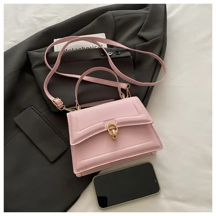 Red Lock Buckle Women's Shoulder Bag with Long Strap — feature 8