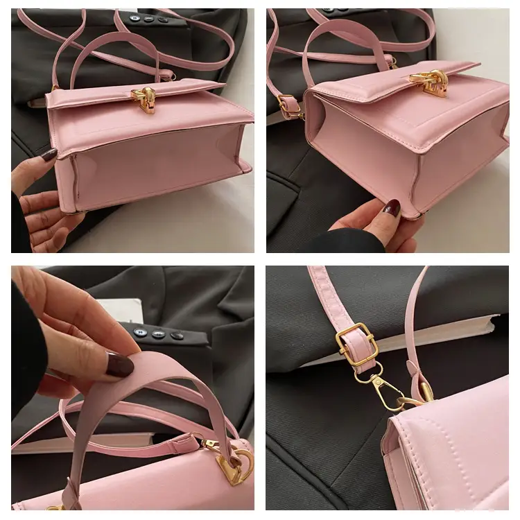 Red Lock Buckle Women's Shoulder Bag with Long Strap — feature 9