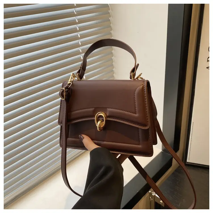 Red Lock Buckle Women's Shoulder Bag with Long Strap