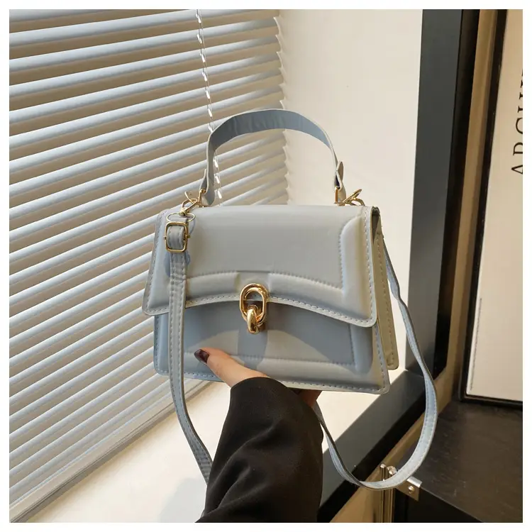 Red Lock Buckle Women's Shoulder Bag with Long Strap