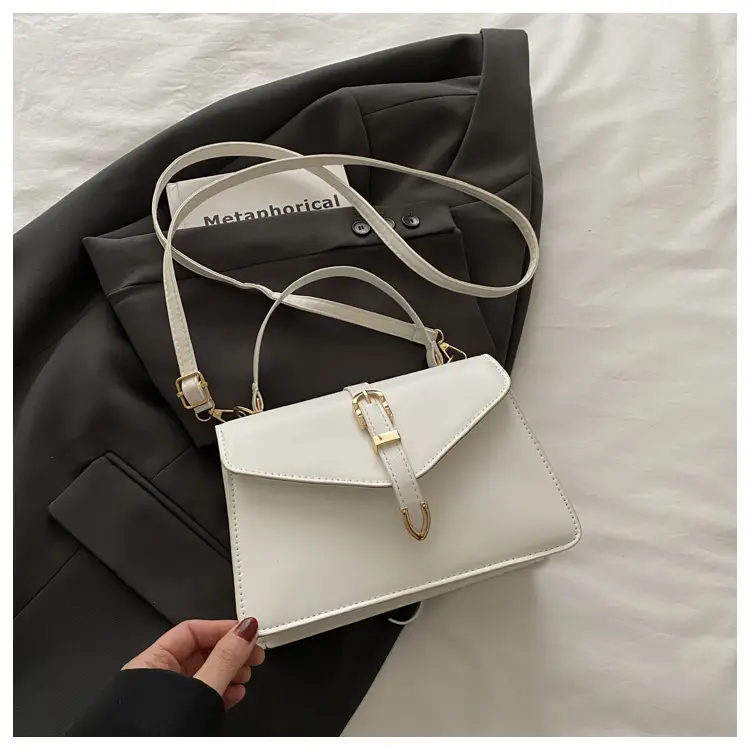 Black Leather Shoulder Bag with Gold Clasp — feature 16