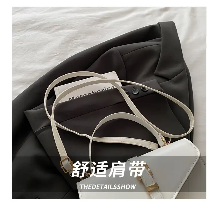 Black Leather Shoulder Bag with Gold Clasp — feature 5