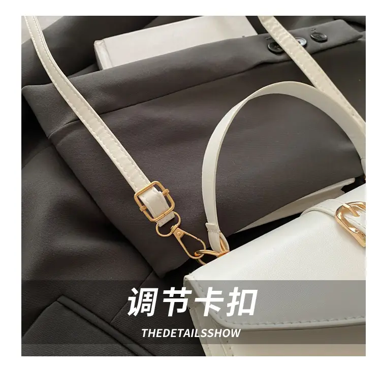 Black Leather Shoulder Bag with Gold Clasp — feature 7