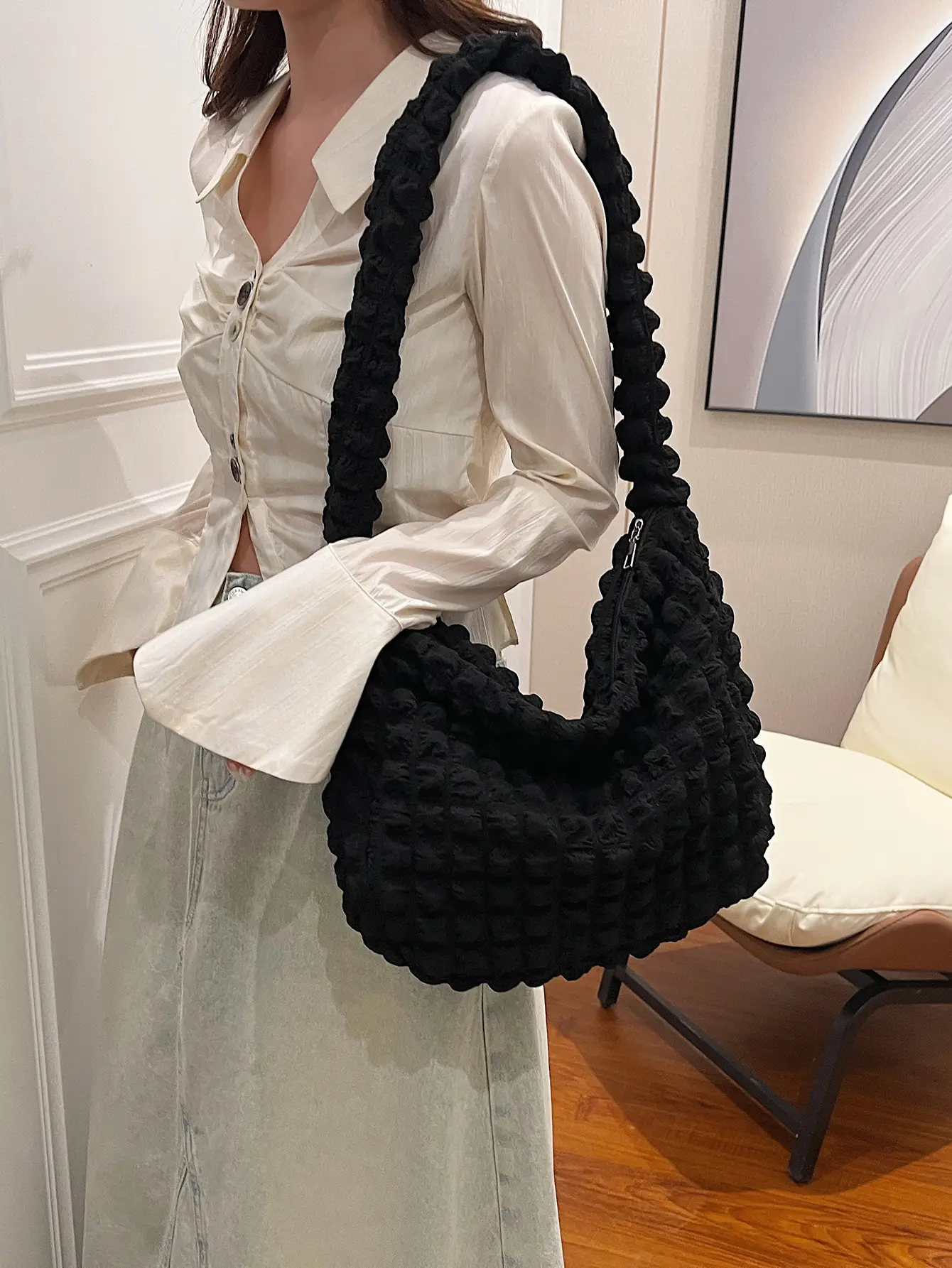 Purple Cloud Puff Shoulder Bag for Girls - Image 9