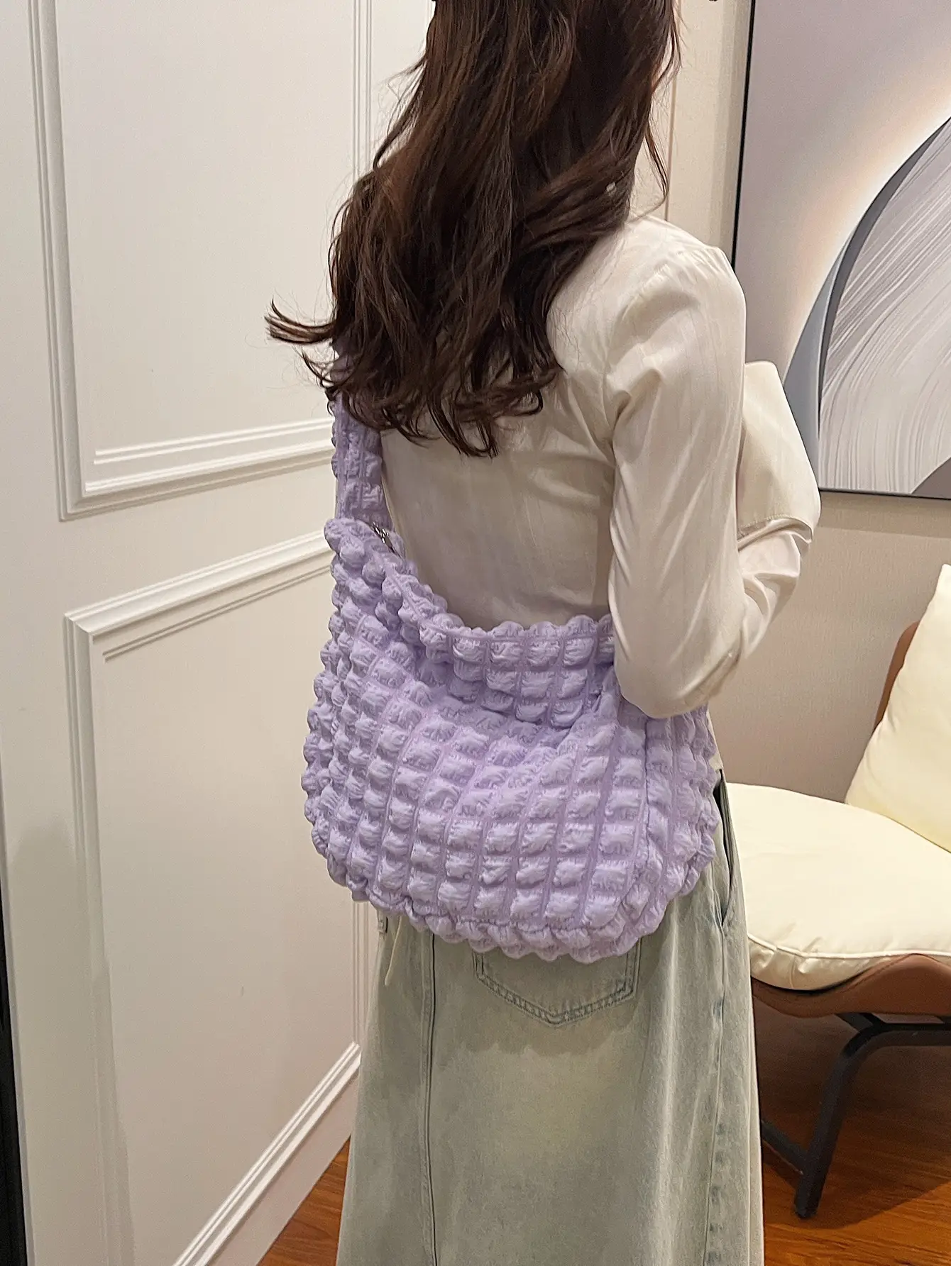 Purple Cloud Puff Shoulder Bag for Girls - Image 3