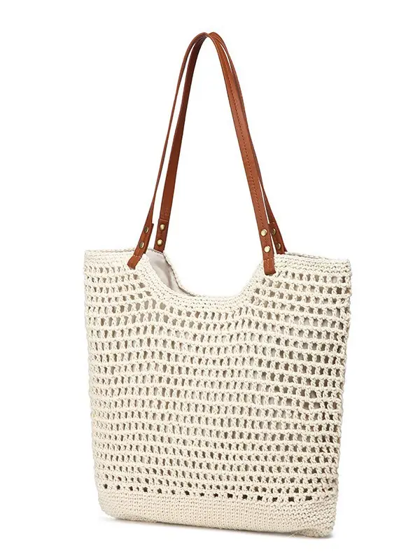 Women Large Capacity Woven Straw Shoulder Tote Bag - Image 6