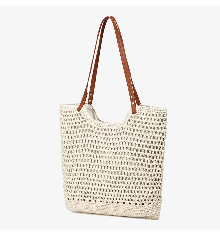 Women Large Capacity Woven Straw Shoulder Tote Bag — feature 11