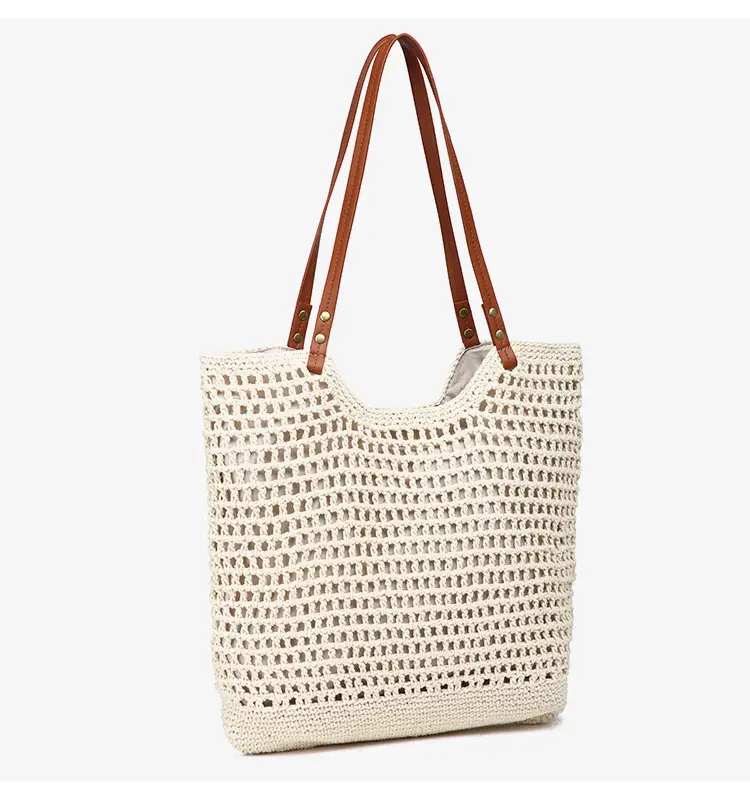 Women Large Capacity Woven Straw Shoulder Tote Bag — feature 12