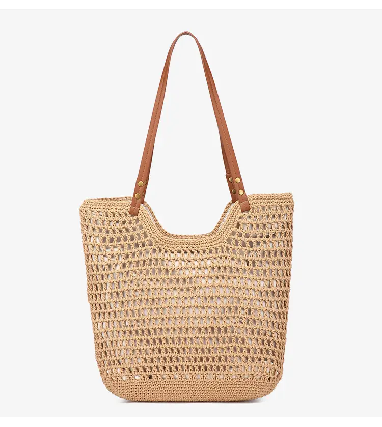 Women Large Capacity Woven Straw Shoulder Tote Bag — feature 15