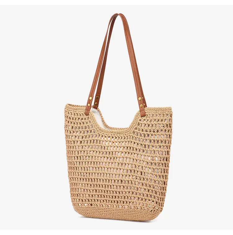 Women Large Capacity Woven Straw Shoulder Tote Bag — feature 16