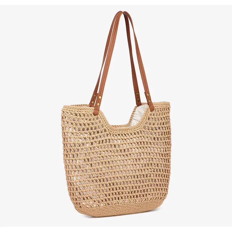 Women Large Capacity Woven Straw Shoulder Tote Bag — feature 17