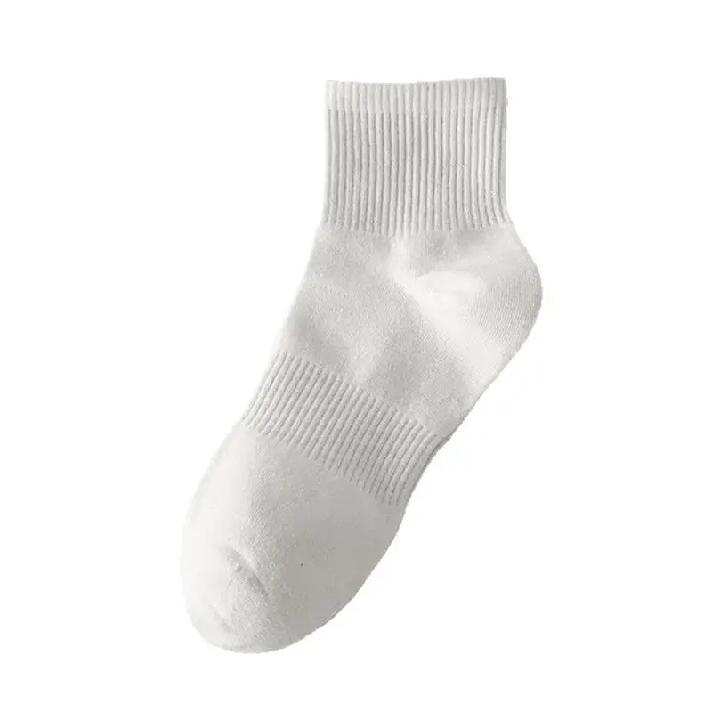 Disposable Daily White Socks for Men and Women, Autumn and Winter Women's Mid-Calf Socks, Solid Color No-Show Socks, Sports Compression Basketball Cotton Socks