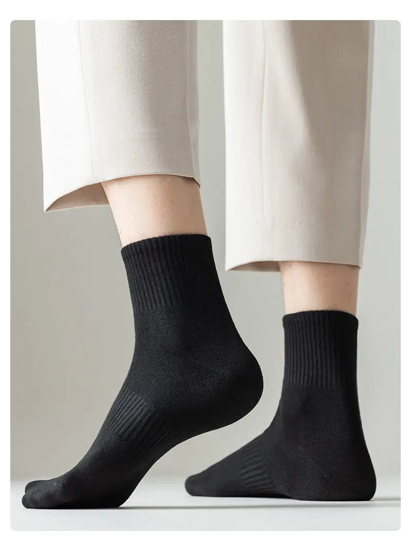 Disposable Daily White Socks for Men and Women, Autumn and Winter Women's Mid-Calf Socks, Solid Color No-Show Socks, Sports Compression Basketball Cotton Socks — feature 19