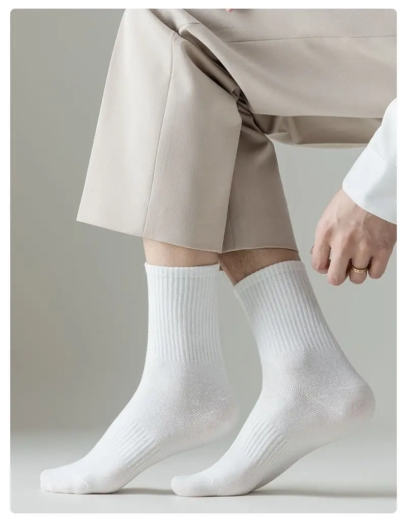 Disposable Daily White Socks for Men and Women, Autumn and Winter Women's Mid-Calf Socks, Solid Color No-Show Socks, Sports Compression Basketball Cotton Socks — feature 20