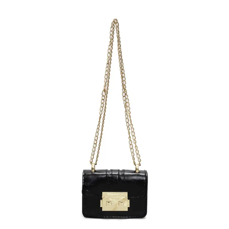 Light Blue Mini Square Crossbody Bag with Gold Clasp - Image 10