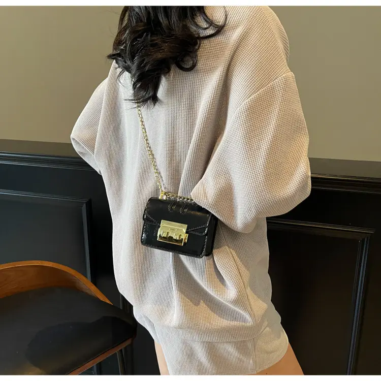 Light Blue Mini Square Crossbody Bag with Gold Clasp — feature 10