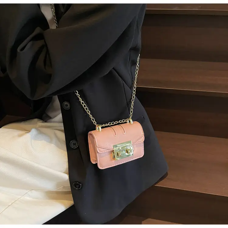 Light Blue Mini Square Crossbody Bag with Gold Clasp — feature 13