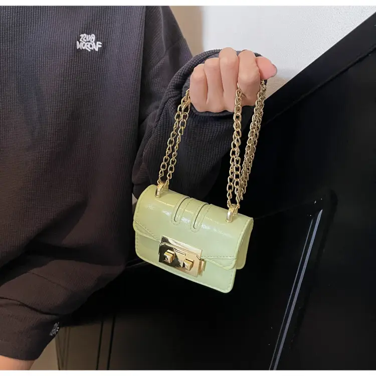 Light Blue Mini Square Crossbody Bag with Gold Clasp — feature 17