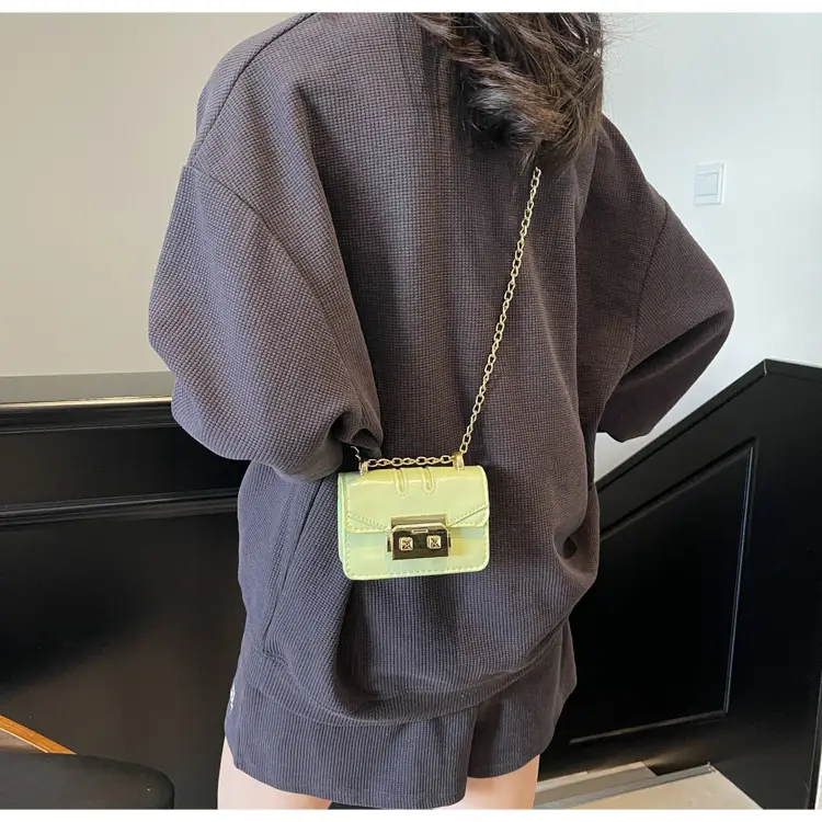 Light Blue Mini Square Crossbody Bag with Gold Clasp — feature 19