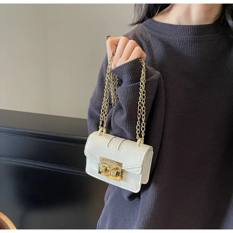 Light Blue Mini Square Crossbody Bag with Gold Clasp — feature 20