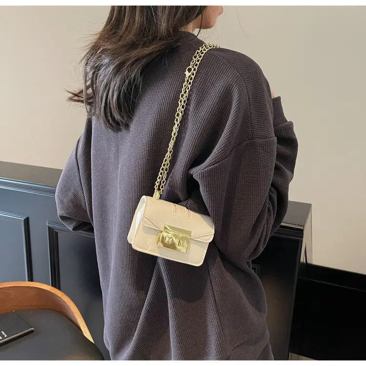 Light Blue Mini Square Crossbody Bag with Gold Clasp — feature 21