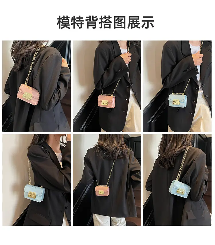 Light Blue Mini Square Crossbody Bag with Gold Clasp — feature 7