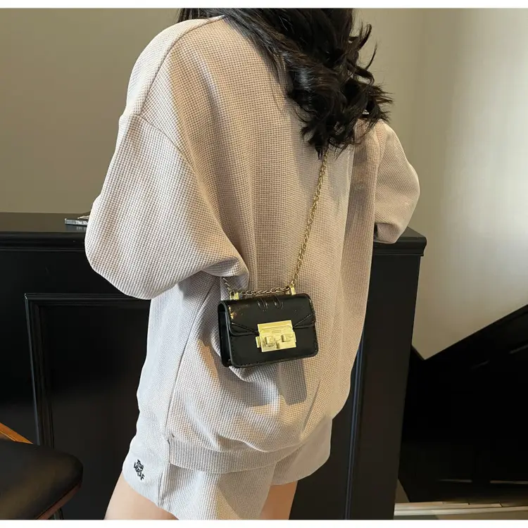 Light Blue Mini Square Crossbody Bag with Gold Clasp — feature 8