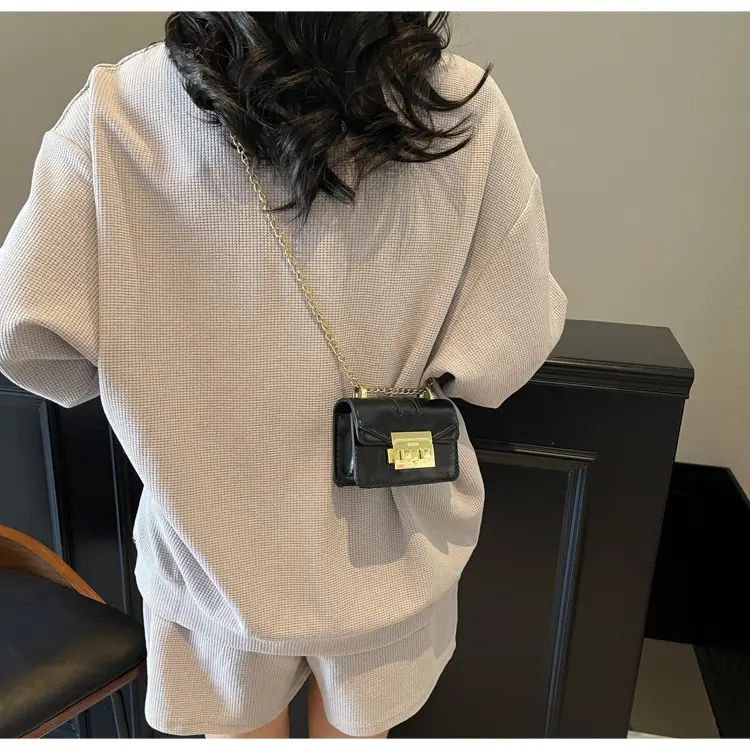 Light Blue Mini Square Crossbody Bag with Gold Clasp — feature 9