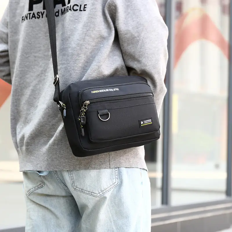Men's Large Capacity Shoulder Bag Green Black All Match Storage Bag - Image 8